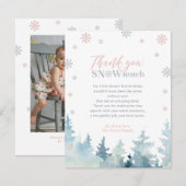 Pink & Silver Winter Photo Party Merci (Devant / Derrière)