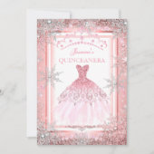 Pink Silver Winter Wonderland Quinceanera Party 2 Kaart (Voorkant)