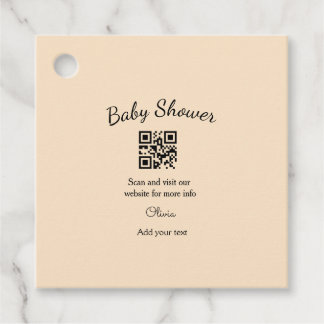 Pink simple baby shower q r code add name text thr bedankjes labels