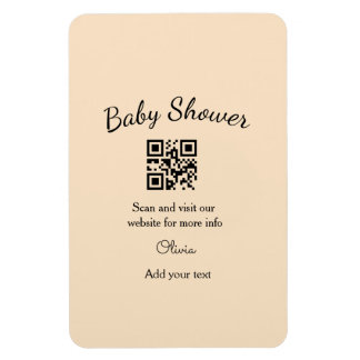 Pink simple baby shower q r code add name text thr magneet