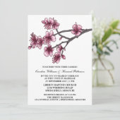 Pink Simple Cherry Blossoms Mariage Invitation (Debout devant)