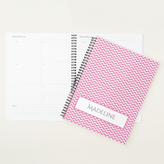 Pink Simple Chevron Personnalisé Planner (Devant avec enveloppe)