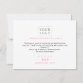 Pink Simple Modern Business Package Carte de remer (Dos)