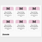 PINK simple Monogramme Étiquette de adresse V27 (Feuille)