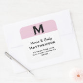 PINK simple Monogramme Étiquette de adresse V27 (Enveloppe)