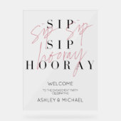 Pink Sip Sip Hooray Engagement Party Welcome (Recto)