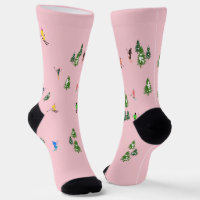 Pink Skiers Ski Skiing