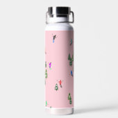 Pink Skiers Ski Skiing Waterfles (Achterkant)