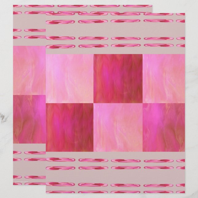 Pink Skies Tiles Scrapbook Paper 2-Sided Page (Devant / Derrière)