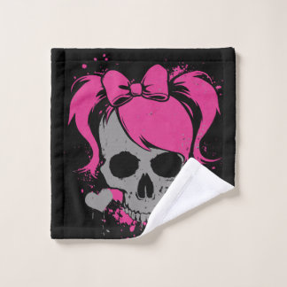 Pink Skull Girl – Dark Cute Style Washandje
