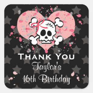 PInk Skull Party Favor Stickers