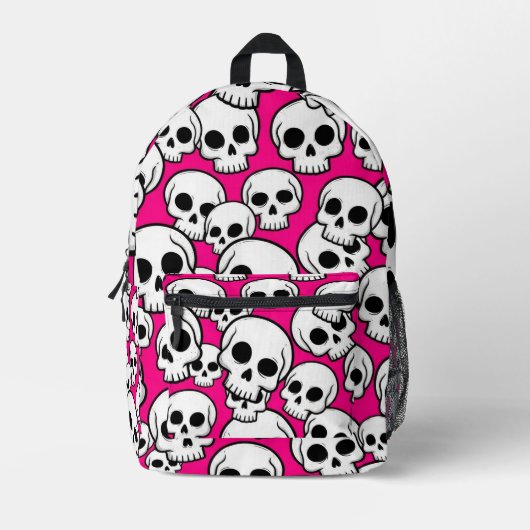 Pink Skull Pattern Backpack Bedrukte Rugzak (Voorkant)