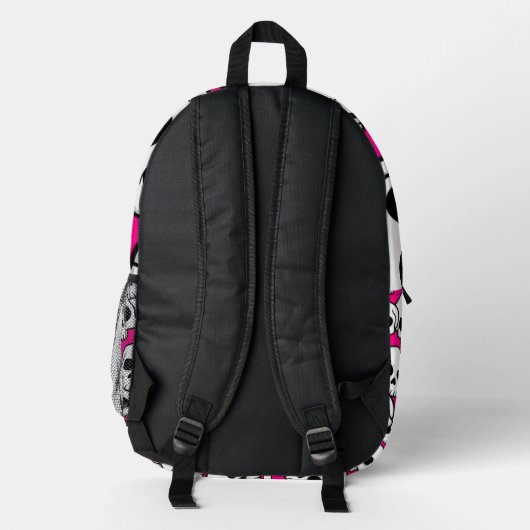 Pink Skull Pattern Backpack Bedrukte Rugzak (Achterkant)