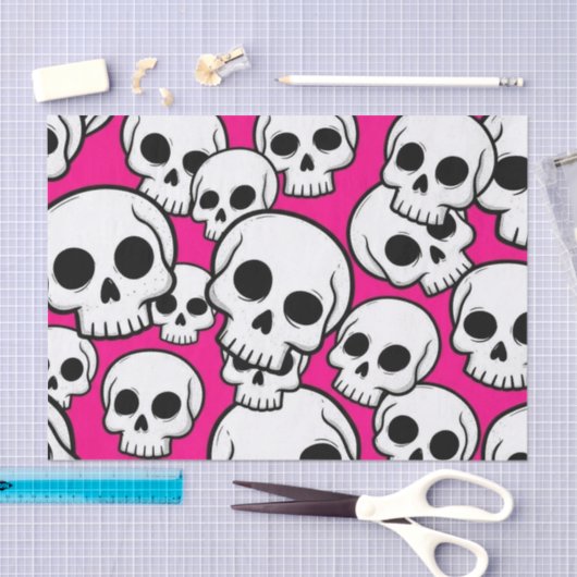 Pink Skull Pattern Tissue Paper Tissuepapier (Craft)