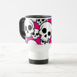 Pink Skull Pattern Travel/Commuter Mug Reisbeker