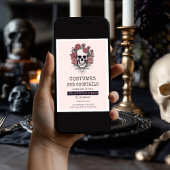 Pink Skull Scary Halloween Party Uitnodiging