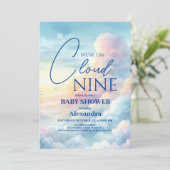 Pink Sky Cloud Nine Waterverf Baby shower Kaart (Staand voorkant)