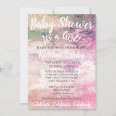 PINK SKY CLOUDS FOTO BABY GIRL SHOWER INVITATION KAART (Voorkant)