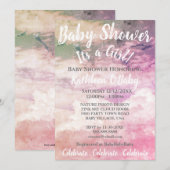 PINK SKY CLOUDS FOTO BABY GIRL SHOWER INVITATION KAART (Voorkant / Achterkant)