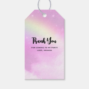 Pink Sky Fluffy Clouds en Rainbow Party Dank u Cadeaulabel