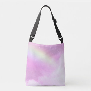 Pink Sky Fluffy Wolken en Regenboog Crossbody Tas