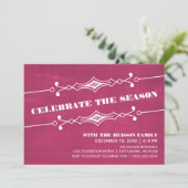 Pink Slanted Chalkboard Fête Invitation (Debout devant)