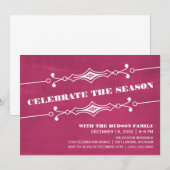 Pink Slanted Chalkboard Fête Invitation (Devant / Derrière)