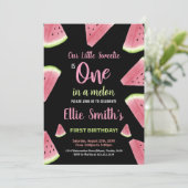 Pink Slices Green Watermelon Invitations d'anniver (Debout devant)