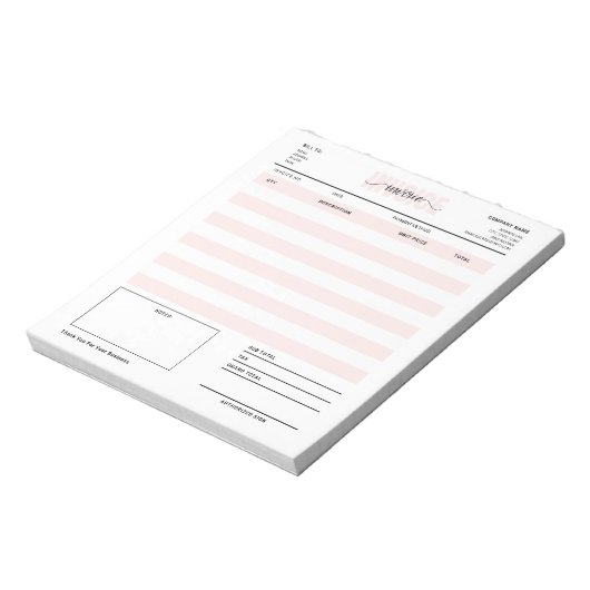 Pink Small Business Factuur Verkoopbon Bestellen Notitieblok (Gedraaid)
