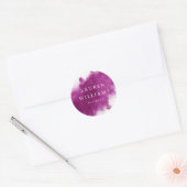 pink smoke effect elegant monogram ronde sticker (Envelop)