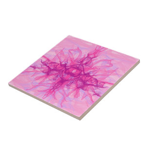 PINK SMOKE - Moderne en abstracte fractale kunst - Tegeltje