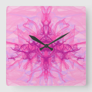 PINK SMOKE - Moderne en abstracte fractale kunst - Vierkante Klok