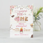 Pink S'more Fille 1er Anniversaire Invitation Anni (Debout devant)