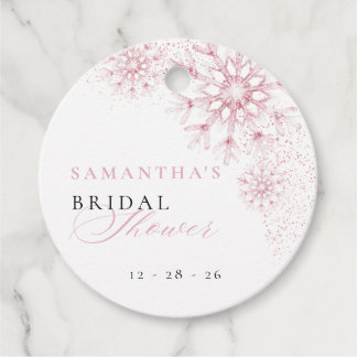 Pink Snow in Love Bridal Shower Favor Tags Bedankjes Labels