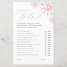 Pink Snow in Love Guess Who Bridal Shower Game