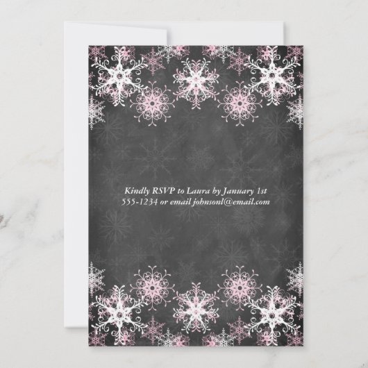 Pink Snowboard Style Faire-part de mariage (Dos)