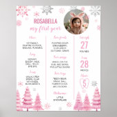 Pink Snowflake Anniversaire Jalon Poster photo (Devant)