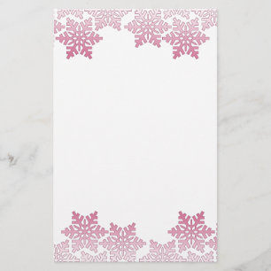 Pink Snowflake Border Briefpapier