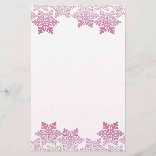 Pink Snowflake Border Briefpapier (Voorkant)