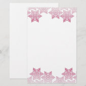 Pink Snowflake Border Briefpapier (Voorkant / Achterkant)