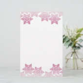 Pink Snowflake Border Briefpapier (Staand voorkant)