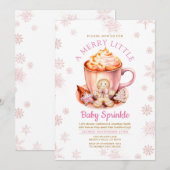 Pink Snowflake Gingerbread Christmas Baby Sprinkle Kaart (Voorkant / Achterkant)
