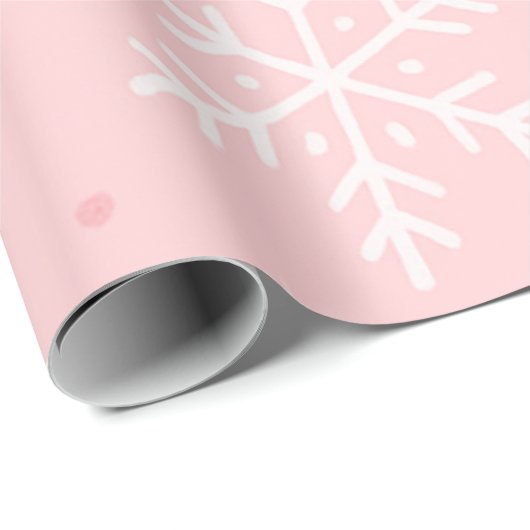 Pink Snowflake & Gold Sparkle Christmas Cadeaupapier (Rol Hoek)