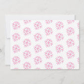 Pink Snowflake Snowy Script First Birthday Bow Kaart (Achterkant)