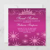 Pink Snowflake & Tiara Design Invitation Anniversa (Devant)