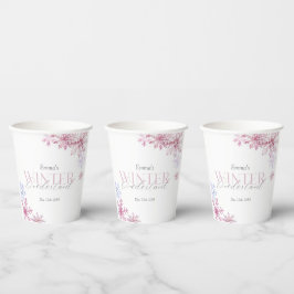 Pink Snowflake Winter Wonderland First Birthday Papieren Bekers