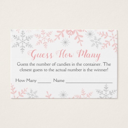 Pink Snowflakes Baby shower Devinez Combien De Jeu (Devant)