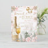 Pink Snowflakes Brunch and Bubbly Champagne Kaart (Staand voorkant)