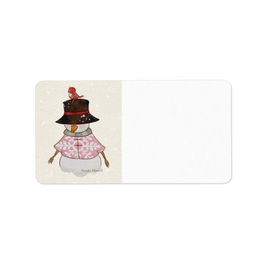 Pink Snowman Adresetiketten Etiket (Voorkant)