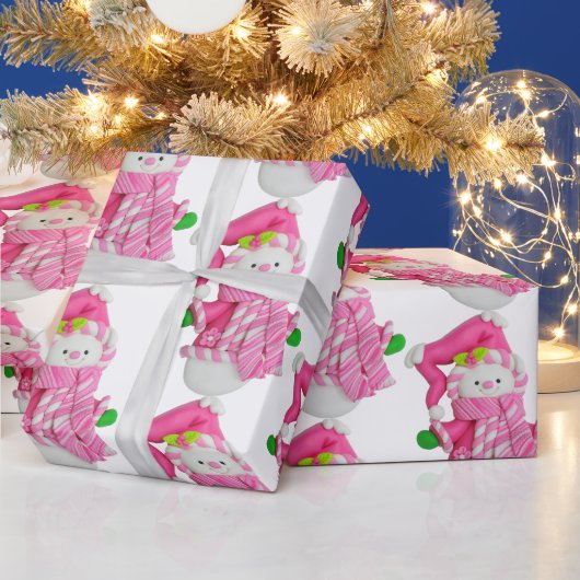 Pink Snowman Cadeaupapier (Feestdagen)